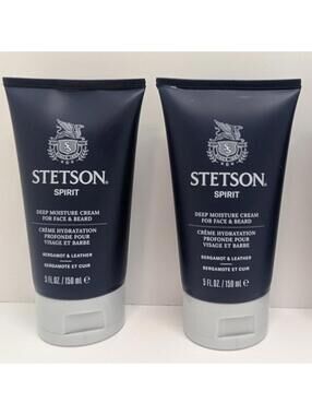 2x Stetson Spirit Face & Beard Moisture Cream 5oz Deep Hydration Grooming Set